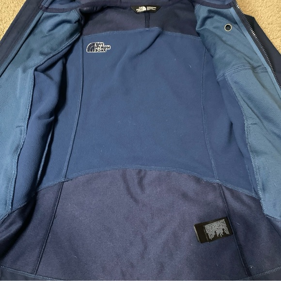 North Face Apex Bionic Hooded Fleece Lined Jacket Blue Windwall Womens Small - Picture 4 of 6